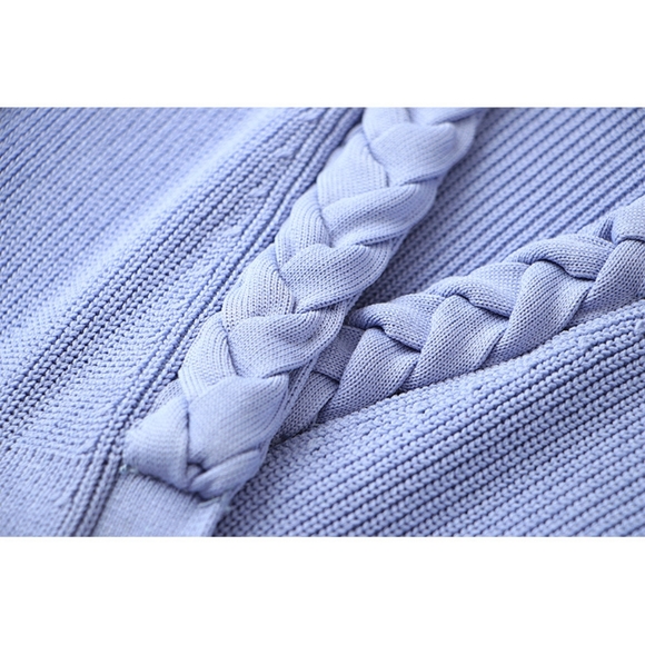 Purple Long Sleeved Collar Braided Bodycon Mini Dress - Picture 3 of 11